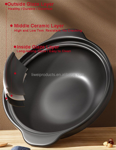 Casserole et marmite en céramique noire givrée avec couvercle, résistante aux hautes températures, pour un usage domestique, hôtelier et en restauration - Product Image 3