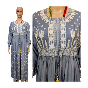 Elegant Traditional Muslim <b>Kaftan</b> Women Long Sleeve Cotton Maxi Dress <b>Plus</b> <b>Size</b> Abaya Party Casual Wear Rayon Girls - Product Image 2