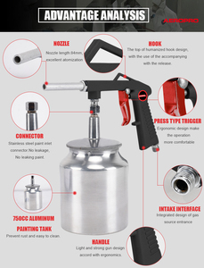 AEROPRO 616A 750CC Druckluft-Spritzpistole für Unterbodenschutz, Pneumatische Sandstrahlpistole für Beschichtung und Rostschutz - Product Image 5