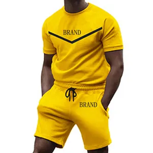 2023 Luxus Custom Logo Baumwolle Sommer Sportswear Shirt und Shorts Set für Männer Laufen Custom Men Short Sets