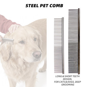 Hot Sale Durable Stainless Steel <b>Pet</b> Grooming Comb Hair Removal <b>Brush</b> For Dogs Cats Knots Loose Hair - Product Image 4