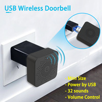 Sonnette de porte intelligente sans fil USB avec bouton poussoir cinétique sans pile, sans batterie, alimentée par USB DC 5V 1A avec indicateur LED