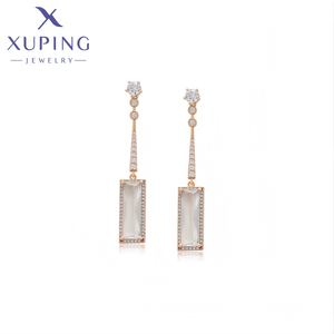 X000753441 XUPING <span class=keywords><strong>Orecchini</strong></span> Pendenti Lunghi <span class=keywords><strong>Rettangolari</strong></span> con Zirconi Placcati Oro 18K per Donne, Stile Minimalista, Vendita all'Ingrosso - Product Image 1