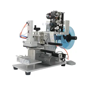 LT-60D semi auto top flat surface sticker labeler labeling machine with date printer for bags boxes jar lids bottles cans