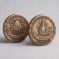 Pièce de monnaie commémorative en bronze massif antique à relief 3D, personnalisée en usine, haut de gamme, pour la fête de Saint-Swetain, idéale pour les boutiques de souvenirs