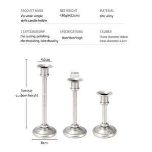 Ensemble de bougeoirs <span class=keywords><strong>en</strong></span> alliage de zinc, bougeoirs <span class=keywords><strong>en</strong></span> métal brossé, or, argent, noir, cuivre, centre de table de mariage, vente <span class=keywords><strong>en</strong></span> gros d'usine - Product Image 2