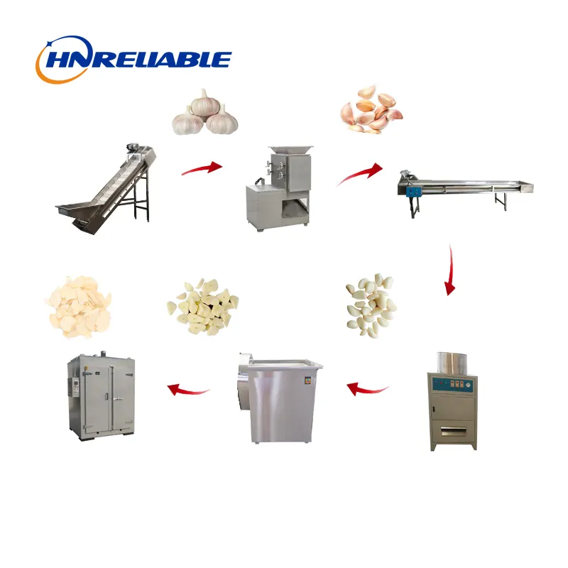 상업용 마늘 필링 기계 슬라이서 건조기 탈수 마늘 플레이크 생산 라인 탈수 마늘 처리