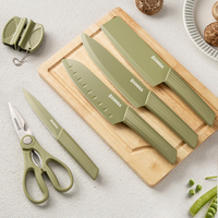Ensemble de couteaux de cuisine multifonctionnels GOODA en acier inoxydable moderne, 6 pièces, couteau de chef, ciseaux, poignées ambidextres, lames revêtues