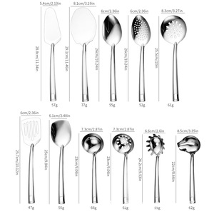 Juego de Utensilios de Cocina de Acero Inoxidable de 11 Piezas: Espumadera, Cuchara, Espátula Ranurada, Servidor de <span class=keywords><strong>Pasta</strong></span>, Utensilios para Hoteles y Restaurantes - Product Image 4