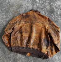 Blouson aviateur en cuir vieilli personnalisé pour homme, style A-2, marron délavé, streetwear, fournisseur en gros OEM ODM
