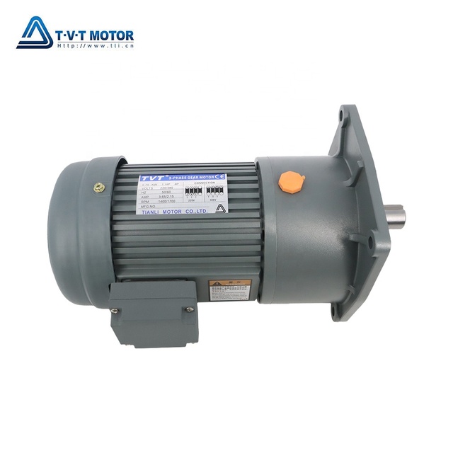 Industrial 750W 380V Gear Motor 3 Phase 28mm Output Shaft Vertical Geared Motor for Woodworking Saws and Drills