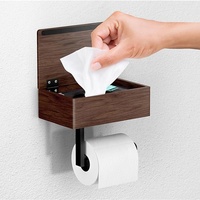 Porte-papier hygiénique mural en bois avec étagère pratique Design élégant pour le stockage et l'affichage
