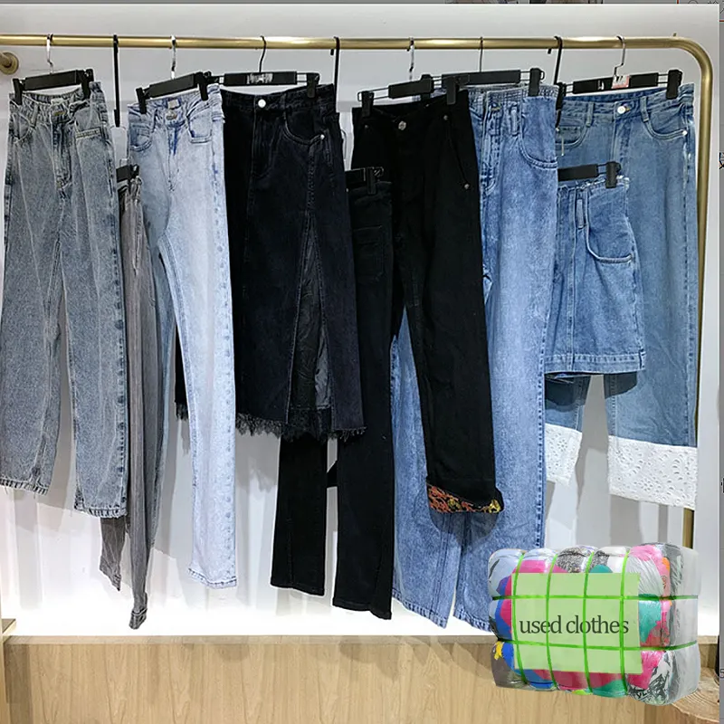 Pantaloni e jeans da donna taglie forti americani vestiti usati in balle pantaloni di jeans di seconda mano