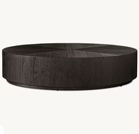 Table basse ronde MACHINTO en chêne américain, table à thé pour salon, base en acier inoxydable, personnalisable, mobile, décorative, écologique