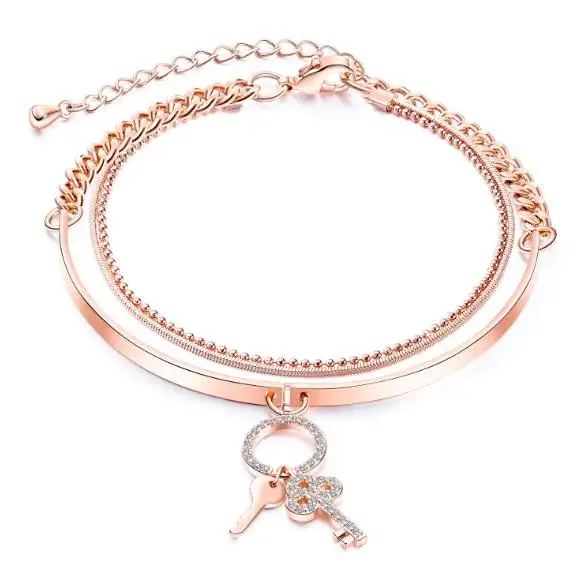 Latest design ladies bangles charm bracelet key ring bracelet