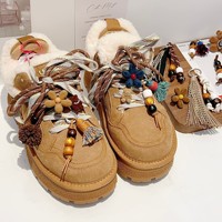 Nouveaux lacets de chaussures avec fleurs décoratives sur les chaussures - Franges perlées à la mode et créatives, pendentif de style ethnique
