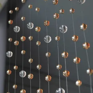 Unregelmäßige Anordnung Champagner Acryl Kristall Runde Perlen Vorhang Innendekoration Tür Vorhang