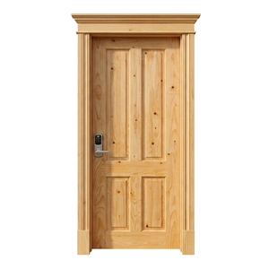 Juego de Puertas de Madera Sólida de Pino Nudoso de 4 Paneles con Marco de Arco y Moldura Superior - Product Image 1