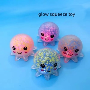 TPR Soft Octopus Pinch Toy Anti-Stress Pressure Relief Stretchy Squishy Squeeze Toys for Boys with Foam <b>Beads</b> Lights - Product Image 5