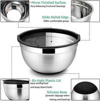 Bol de mélange en acier inoxydable pour salade de fruits, fond antidérapant en Silicone, ensemble de bols de conservation des aliments, bol de cuisine, vaisselle