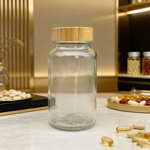 Flacon vide de 250 ml pour pilules pharmaceutiques, flacon en verre transparent pour suppléments et sirops, avec couvercle à vis en plastique YMP - Product Image 1