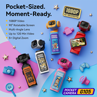 Kamera Saku Anak 1080P HD Mini Vlog Kamera Layar Putar 90 Derajat Zoom Digital 5X Kamera Video Genggam Baterai Dapat Dilepas