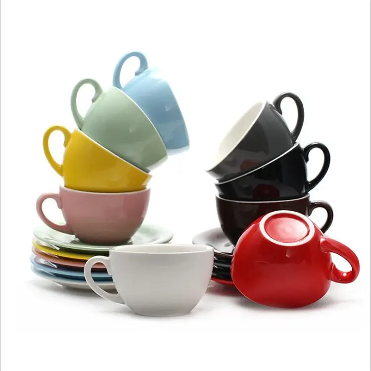 200ml Cappuccino Latte American Style Ceramic Coffee Cup Bone China Coffee Tea Sets Porcelain Tea Cups and Saucer Set