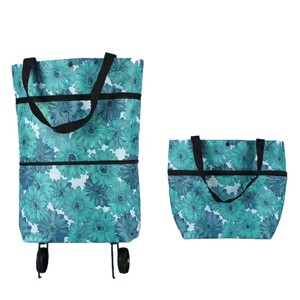 รถเข็นช้อปปิ้งแบบพกพาผ้าอ็อกซ์ฟอร์ดกระเป๋าล้อพับแนวตั้งขนาดใหญ่สไตล์เรียบง่ายอเนกประสงค์กันน้ำใช้ในบ้าน - Product Image 2