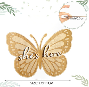 Panneau d'annonce de <span class=keywords><strong>naissance</strong></span> <span class=keywords><strong>personnalisé</strong></span> en forme de papillon, en bois 3D, avec inscription « Bonjour le monde », informations sur la <span class=keywords><strong>naissance</strong></span>, tableau statistique - Product Image 6