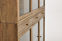 Armoires en verre minimalistes modernes personnalisées, carré en bois d'orme gris fumé, adapté aux salons