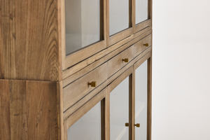 Armadi in vetro minimalista moderni personalizzati, <span class=keywords><strong>quadrato</strong></span> grigio fumo nuovo in legno di olmo, adatto per salotti - Product Image 5