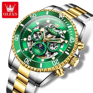 นาฬิกาข้อมือผู้ชาย OLEVS 6715 ระบบออโตเมติก หน้าปัดกลวง แสดงวันที่ พร้อมฟังก์ชั่นแสดงข้างขึ้นข้างแรม ดีไซน์ทันสมัย กันน้ำ - Product Image 1