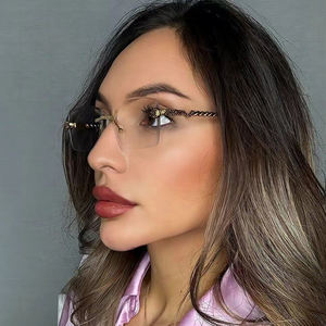 2024 Chic sans monture Rectangle lunettes de soleil mode Vintage dégradé coupe <span class=keywords><strong>lentille</strong></span> nuances lunettes à la mode <span class=keywords><strong>serpent</strong></span> forme jambes lunettes de soleil - Product Image 2