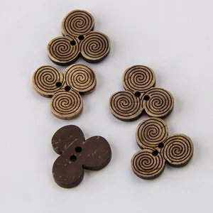 Sinicline coconut wood fancy laser cut custom buttons for shirts