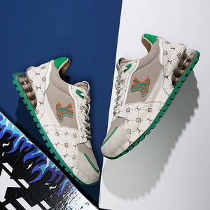 Baskets décontractées en cuir faites à la main pour hommes, style plateforme, pour la marche - Product Image 3