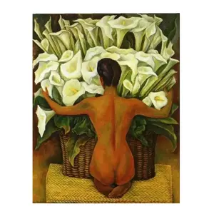 100% Genuine Real Hand Painted Diego Flower Vendor (Vendedora De Flores) Canvas Oil Painting For Home Wall Art Oil Painting