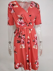 Commercio all'ingrosso di Estate del Vestito Incinta Mezza Manica Floreale Stampato Delle Donne di Modo Allentato Di Maternità Gonne A Maglia Fiori Abiti Fasciatura - Product Image 5