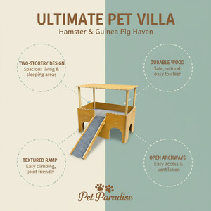 Nouvelle cage en bois imperméable et portable <span class=keywords><strong>pour</strong></span> <span class=keywords><strong>hamster</strong></span>, style nordique, double couche, grande maison, ours en soie dorée, villa de luxe - Product Image 4