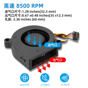 Ventilateur de refroidissement sans balais X1 24V, souffleur 5015 pour accessoires d'imprimante 3D, série X1P1 - Product Image 2