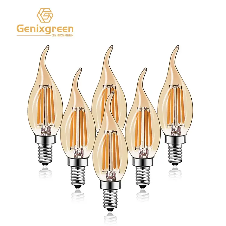 Amazon C35 Candle Bulb 4W Dimmable Led Filament Bulb E12 E14 Candelabra Base Flame Shape Bent Tip Lamps For Chandelier Light