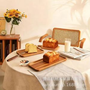 Hangxu Wooden Rectangle Tray For Coffee Dessert Serving <b>Home</b> Office Use - Product Image 2