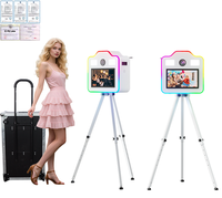 Expédition rapide - Photobooth à écran tactile avec trépied en aluminium en forme d'appareil photo, avec trou pour flash réservé, pour location événementielle