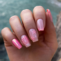 Ongles pressés 100% faits à la main, artificiels, style œil de chat français, sculptés, durs et réutilisables