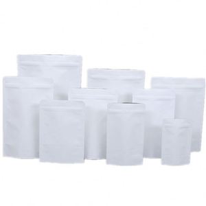 Papier refermable pour sac à café plat en kraft blanc avec fermeture éclair 15X21cm Pack promotionnel - Product Image 1