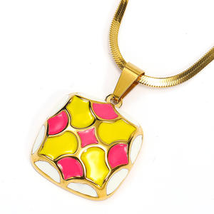 ยุโรปและสหรัฐอเมริกา ins ยุ้ยบุคลิกภาพเรขาคณิตประกบวางเคลือบจี้เหล็กไทเทเนียมฤดูใบไม้ร่วงฤดูหนาว fash - Product Image 4