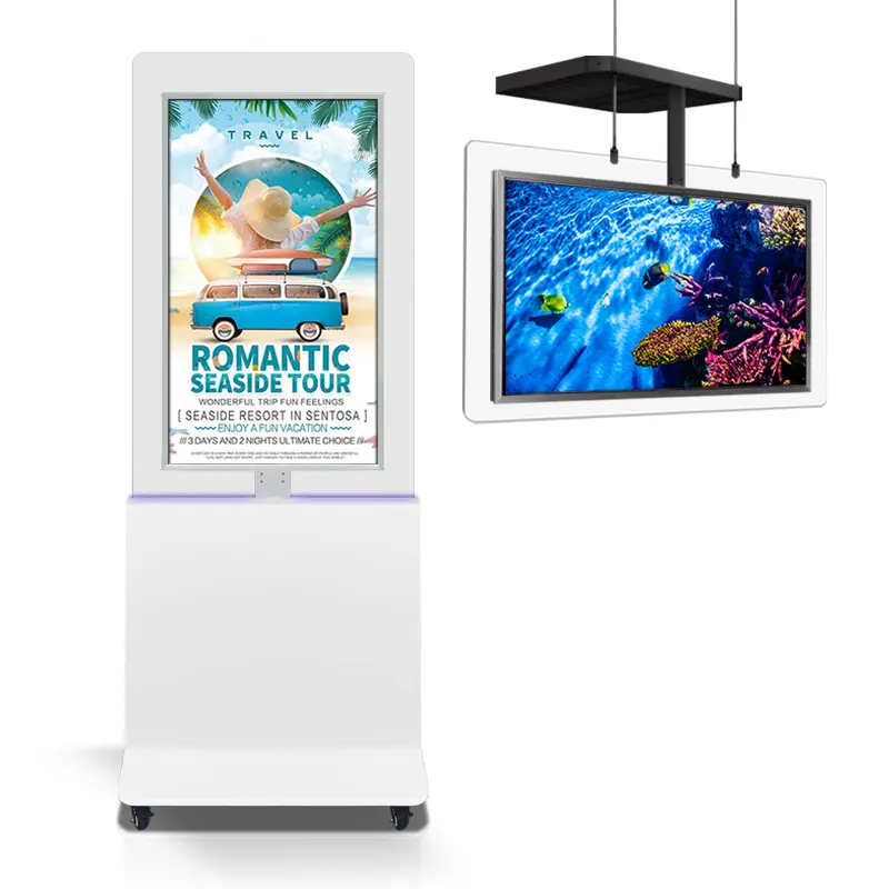 Halbautür ultra-dünne hängende Doppelbildschirm-Einzelhandel-Laden Media-Player hohe Helligkeit Lcd Digitalbeschilderung und -Displays