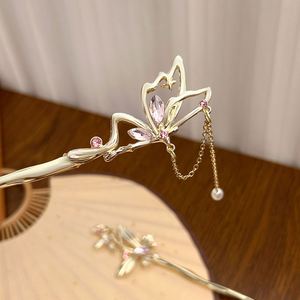 Horquillas para el Cabello con Diseño de Mariposa Estilo Y2K, Pasadores Retro de Estilo Chino con Cadena de Perlas, Joyería para el Cabello de Aleación para Mujer - Product Image 6