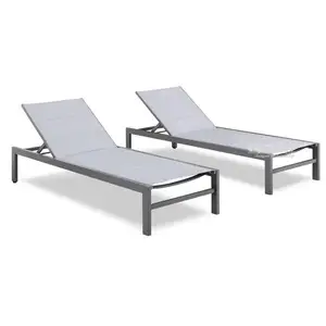 Hot Sale Modern Beach Chaise Lounge Sun Beds Outdoor Furniture Garden Aluminium Leisure Chair Patio Poolside Sun Lounger