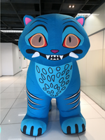 Costume de mascotte de tigre bleu gonflable pour adulte, tenue d'animal gonflable pour défilé de carnaval