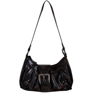 Bolso Tipo Dumpling Color Marrón Oscuro con Cierre Magnético Estilo Motero para Uso Diario Otoño 2024 - Product Image 5